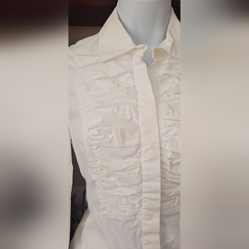 NWOT Brand New Moda International Victoria's Secret Tuxedo Top Ruffled Blouse - Picture 4 of 12